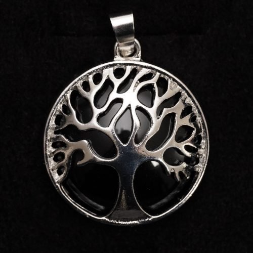 Black Obsidian Metal Tree of Life