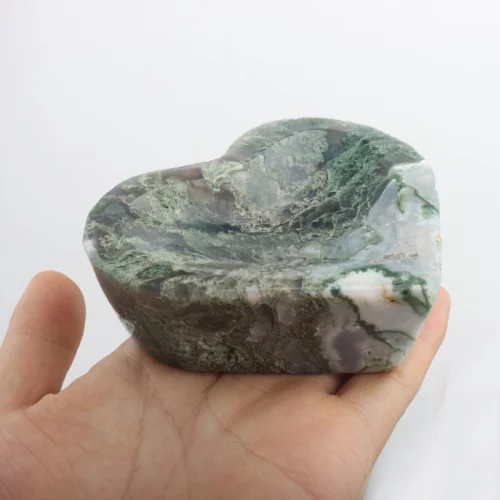 Moss Agate Bowl Heart Shaped
