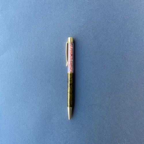 Red Quartz Black Marble Pen