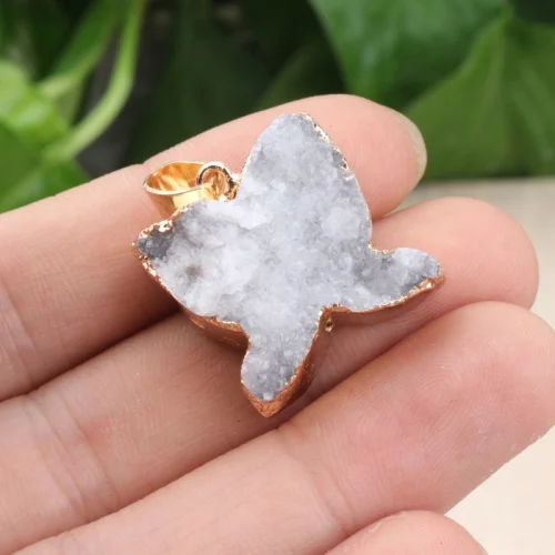 Grey Druzy Butterfly