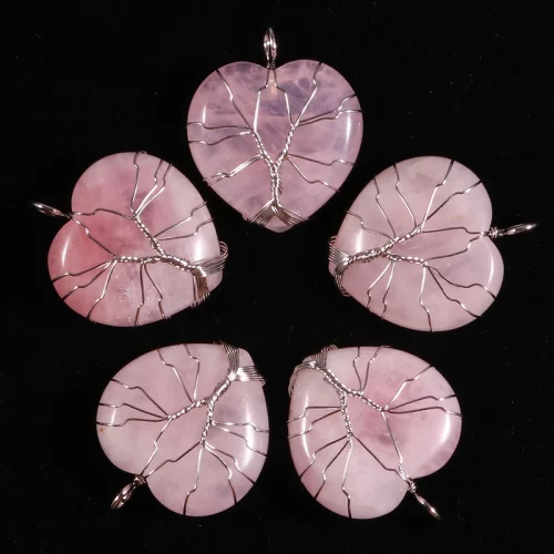 Rose Quartz Heart Wire