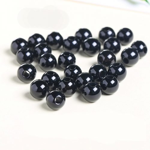 Black Agate Round Big Hole