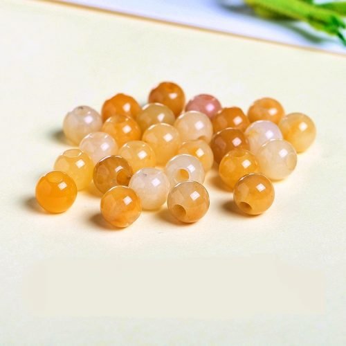 Yellow Jade Round Big Hole