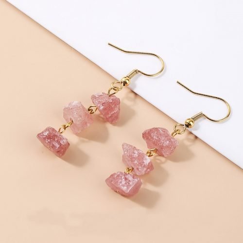 Strawberry Quartz Raw Earrings